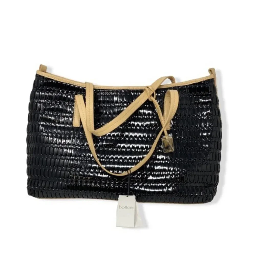 NWT Botkier Black Woven East West Shoulder Bag Minimal Chic Tote